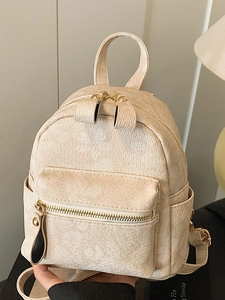 Mini Sac à Dos Femme Jacquard Floral Cuir PU Sac d'École Décontracté pour Voyage Trajet Mode Streetwear Sac de Jour