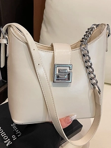 Sac à Bandoulière Minimaliste en Cuir PU pour Femme Mode Sacoche Carrée Petit Sac avec Boucle en Métal Été Trajet