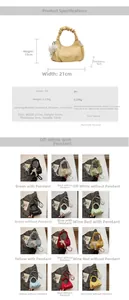 Detailed size guide and color options for the pleated mini PU leather crossbody bag