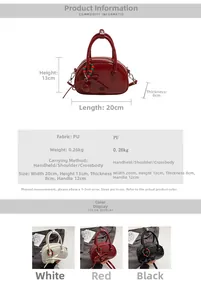 Detailed dimensions of this stylish shell bowling bag with red and green bead charms