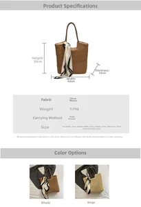 Detailed sizing chart and specifications for large capacity straw tote bag in khaki and beige
