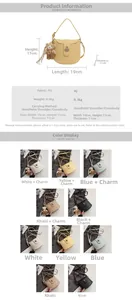 Detailed size chart and multi-color selection for PU leather crossbody saddle bags