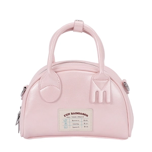 Sac à main bowling rose perlé avec décorations de poignées en forme de couverts