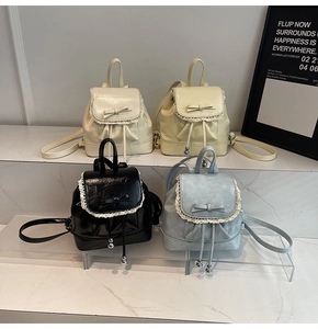 Mini sacs à dos style ballet en cuir PU avec dentelle et nœuds en quatre couleurs