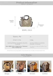 Close-up of lightweight PU leather tote bag details with dimensions 24x23x12cm