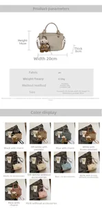 Detailed sizing chart and color display for this fashion PU leather bucket handbag
