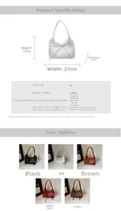 Detailed size chart and multi-color specifications for the bow PU leather tote bag