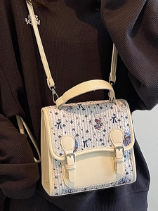 Sac à main mignon avec ours de dessin animé et nœuds bleus pour un look étudiant élégant