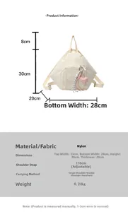 Guide des tailles détaillé pour sac à dos en nylon avec dimensions et mesures