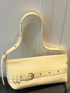 Korean Style PU Leather Underarm Shoulder Bag For Women Simple Fashion Tote Bag With Metal Eyelets Belt Decor Solid Color