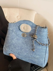 Sac Seau Matelassé pour Femmes en Cuir PU Grande Capacité Motif Losange Sac à Épaule Sac Bandoulière Sac à Main avec Chaîne
