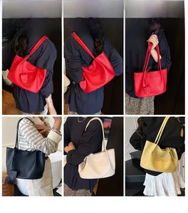 Collage of large capacity tote bag worn in various settings to show style and storage space