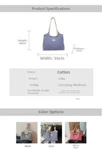 Size chart showing dimensions for large striped canvas tote bag with height and width details