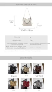 Detailed size specifications and color variants of the croc-pattern PU leather crossbody bag