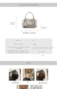 Spécifications de taille du sac seau en similicuir avec pendentif chien