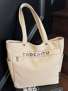 Women Fashion Canvas Tote Bag Large Capacity Shoulder Bag Urban Minimalist Cloth Handbag For Commuter College Students Everyday Use