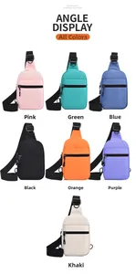 Vue détaillée sous plusieurs angles de sacs de poitrine en nylon multicolores