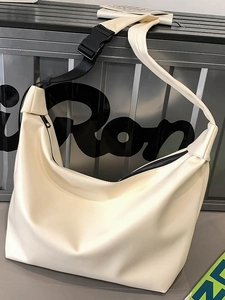 Women Large Capacity Hobo Bag PU Leather Shoulder Crossbody Tote Bag Minimalist Urban Commuter Solid Color Handbag Wide Strap