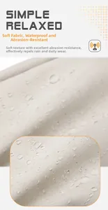 Détail du tissu imperméable du sac bandoulière avec gouttes d'eau sur matière durable