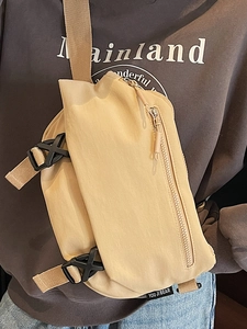 Lässige beige Oxford Umhängetasche mit verstellbarem Gurt und Reißverschlussfach
