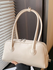 Women Casual PU Leather Boston Bag Metallic Silver Underarm Shoulder Bag Trendy Pillow Bag For Daily Commute Office Lady