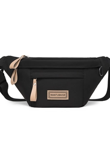 Sac de poitrine minimaliste noir 2025 en nylon durable avec bandoulière réglable