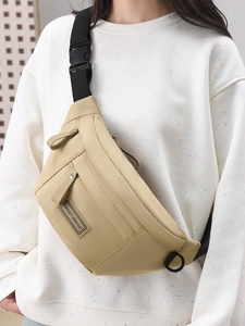Sac banane kaki minimaliste à grande capacité avec sangle réglable et boucle noire