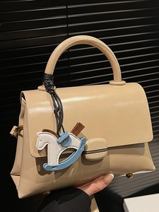 Fashion Square Handbag For Women 2025 Summer New Simple PU Leather Shoulder Bag Elegant Crossbody Bag With Horse Pendant