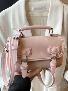 Sac à Bandoulière Élégant en Cuir PU pour Femmes Décoration de Nœud Mode Coréenne Petit Sac à Main Retro Urbain Minimaliste
