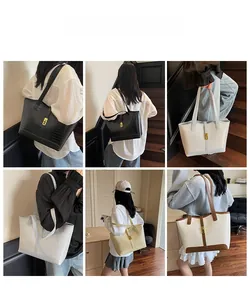 Crocodile texture tote bag with gold metal lock showing multiple colors and model styles