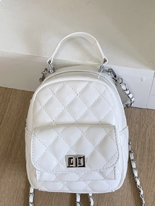 Fashion Quilted Chain Mini Backpack For Women 2025 Summer New Simple Handbag Small PU Leather Shoulder Bag Daily Wear-resistant