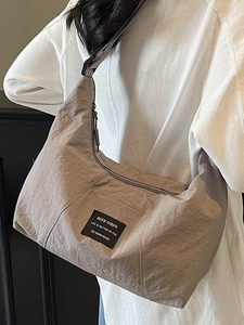 Retro taupe large capacity tote bag with adjustable strap for casual daily commuting use