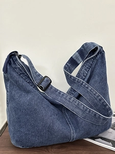 Sac Bandoulière en Denim Streetwear Japonais Grande Capacité Harajuku Rétro Lavé Sac à Épaule Pour Hommes Femmes Quotidien