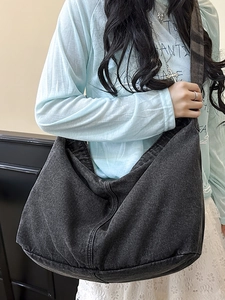Grand sac bandoulière en denim style japonais hobo avec bandoulière large pour hommes femmes