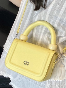 Summer chain underarm bag in light yellow lychee leather with metal logo detail
