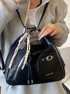 Mode 2025 Große Kapazität Schwarze Kroko-Muster Tote Tasche mit gewebten Riemen Details