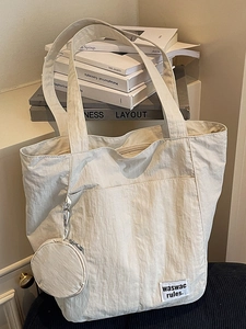 Large Capacity Waterproof Nylon Tote Bag For Women Japanese Casual Shoulder Bag With Small Round Pouch Commuting Handbag