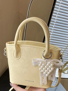 Sac à Main Femme en Cuir PU Plissé Avec Pendentif Cœur en Künstliche Perles Style Coréen Doux Sac à Bandoulière Petit Fourre-tout Tendance