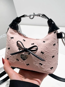 Borsa a Secchiello con Fiocco Dolce per Donna Borsa a Tracolla Texturizzata Borsa a Mano Casual con Ciondolo a Cuore Borsa Tote Estiva