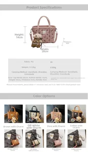 Tableau des tailles détaillé pour sac à main en cuir PU avec dimensions et poids