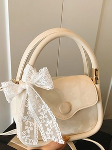 Sac Carré Petit pour Femme à la Mode Nœud en Dentelle Douce Sac à Main en Cuir PU 2025 Nouveau Sac à Bandoulière Décontracté
