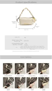 Tableau des tailles détaillé pour sac polochon en similicuir PU avec dimensions variées