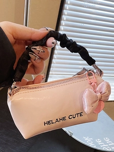 Sac Oreiller Doux de Style Coréen pour Femmes Design de Niche Poignée à Volants Sac à Main en Cuir PU Avec Charme de Nœud Petit Sac Bandoulière