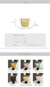 Schema dettagliato con dimensioni e colori della borsa a secchiello in pelle PU intrecciata