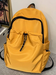 Lightweight waterproof yellow nylon backpack with multi-pockets for travel and school