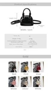 Spécifications détaillées de taille et options de couleur pour le sac à main brillant