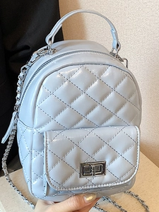 Damen Mode Mini Gesteppter PU Leder Rucksack Rautenmuster Urban Minimalistisch Kettenriemen Schultertasche Handtasche Trendy Geschenk
