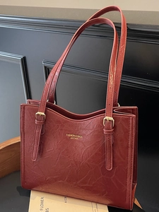 Vintage Large Capacity PU Leather Tote Bag For Women Retro Wrinkled Underarm Shoulder Bag For Commute Wedding Daily Use