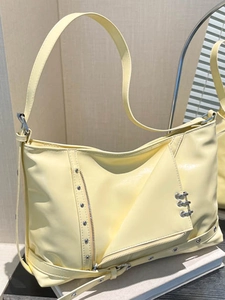 Fashion Punk Style Women Shoulder Bag Metal Buckle Crossbody Bag PU Leather Biker Tote Handbag With Rivets For Daily Casual