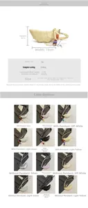 Detailed view of lightweight PU pleated crescent bag showing dimensions and six color options